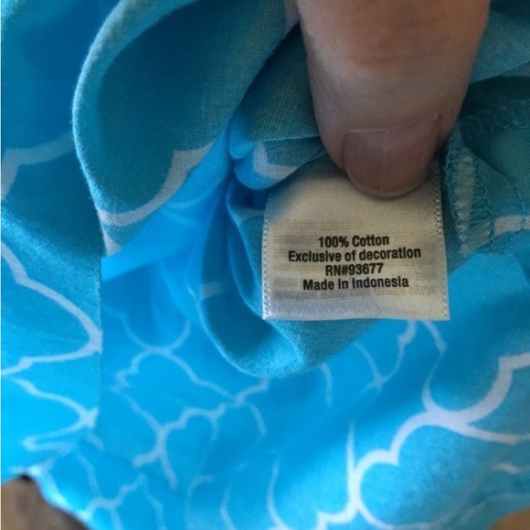 Aqua Blue Quatrefoil / Clover Tunic Size L - Picture 5 of 5